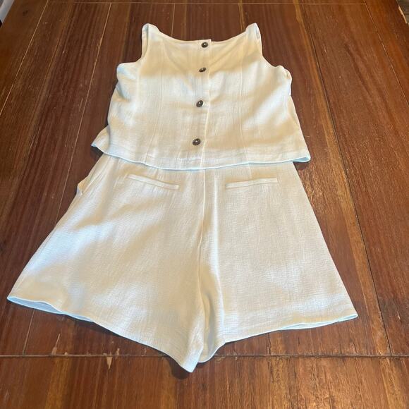 Greylin Women's Creamy White Sleeveless Linen Blend Shorts Romper Size XS - Picture 5 of 9